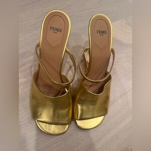 Gold Fendi first sandal heel